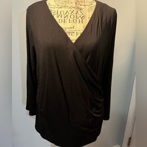 Women’s Quarter Sleeve M Blouse Shirt Black Talbots Fall